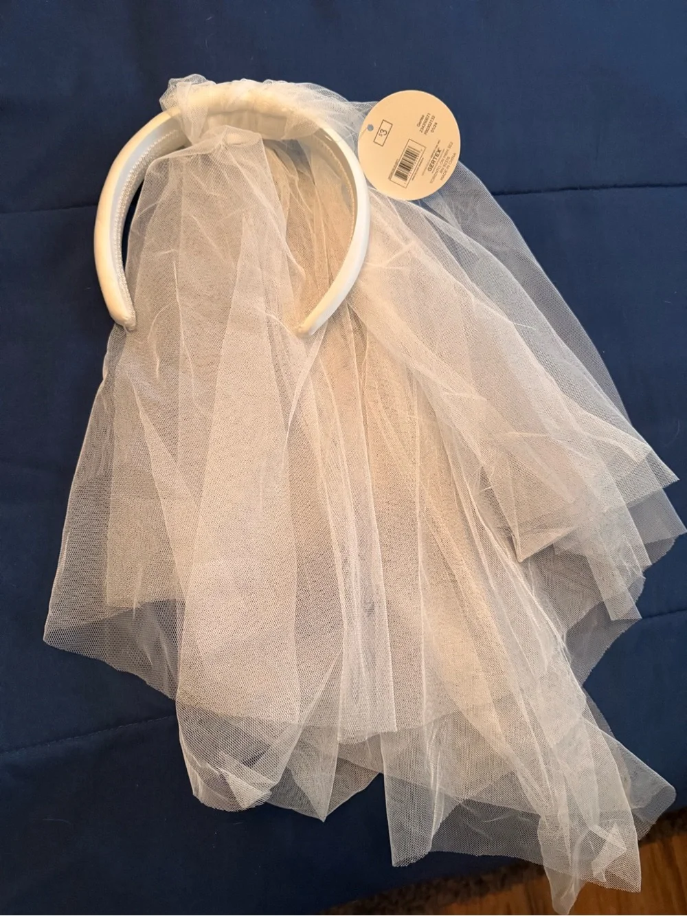 White Tulle Bride Veil Headband for Women
